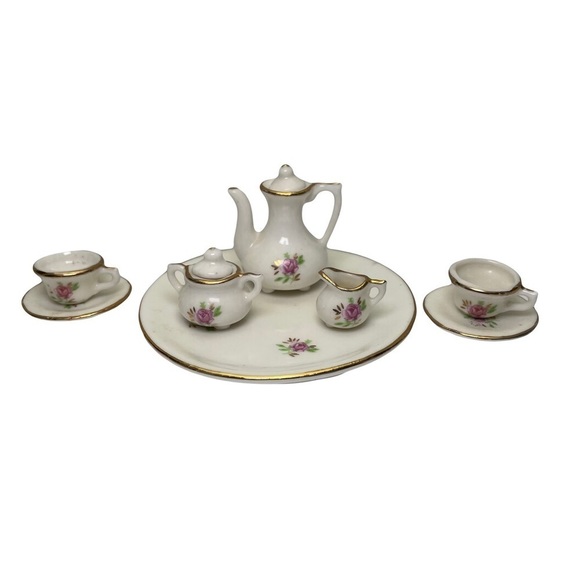 Vintage Miniature Porcelain Ceramic 10 pcs Tea Set - Picture 1 of 12